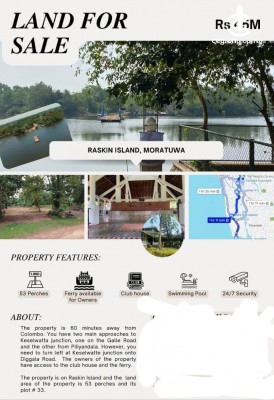 Land for Sale in Moratuwa - Moratuwa/Piliyandala Raskin Island 53 Perches Land For Sale